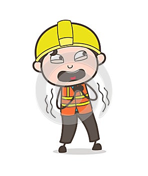 Screaming Face - Cute Cartoon Male Engineer Illustration