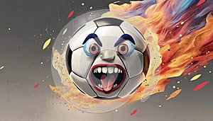 A screaming, flaming soccer ball