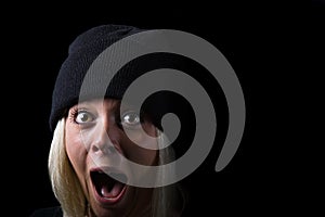 Screaming Girl on black background