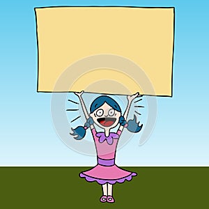 Screaming Girl Holding Sign