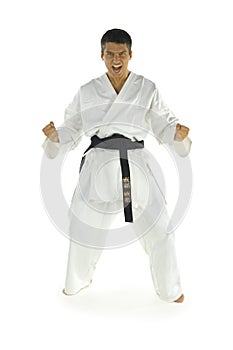 Screaming karate fighter