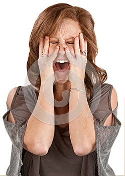 Screaming Lady Covering Her Face