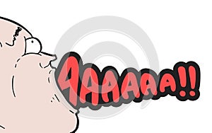 Screaming man head draw