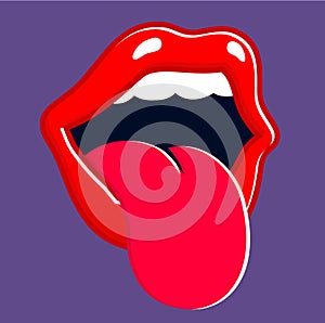 Screaming mouth sticking out tongue and shouting it out loud vector illustration