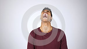 Screaming in Pain or Anger, Young Afro-American Man