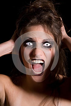 Screaming scary woman