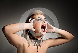 Screaming vamp woman photo