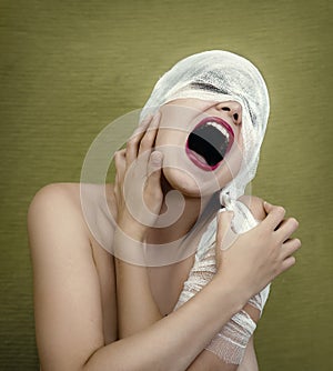 Screaming woman photo