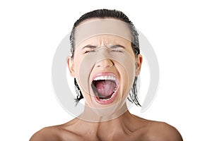 Screaming woman photo