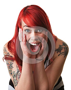 Screaming Woman With Hands on Face