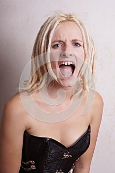 Screaming young woman