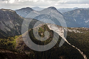 Scree slope in mountains photo