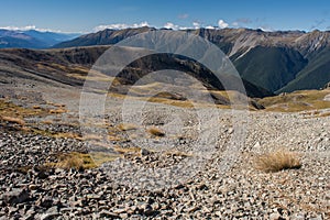 Scree on slopes in Nelson Lakes National Park