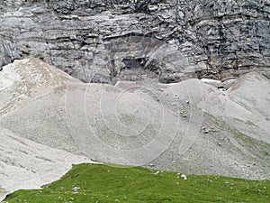 Scree slopes at rock wall