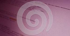 Screen of android application developing code. Lines of code on computer screen