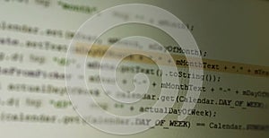 Screen of android application developing code. Lines of code on computer screen
