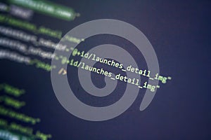 Screen of android application developing code. Lines of code on computer screen