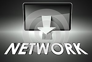 Screen and chart arrow with word Internet, Network