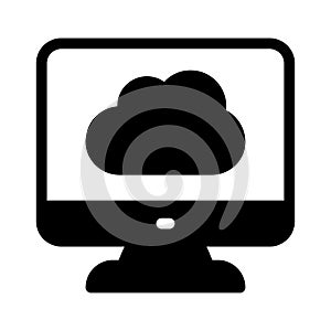 Screen cloud vector glyph flat icon