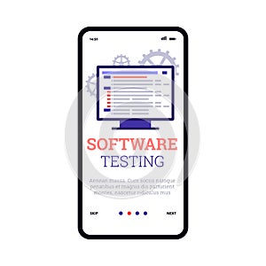 Screen with code testing or debugging of application or software.