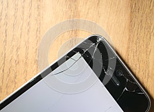 Screen cracked smartphone