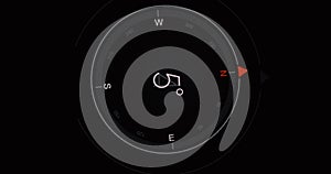 On-screen digital compass orientation. North orientation