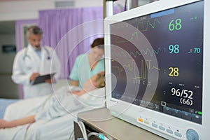 Screen display vital sign monitor in hospital