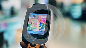 Screen of a functioning thermographic camera