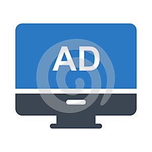 Screen glyph colour vector icon