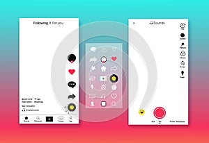 Screen and icon templates. App web buttons layouts, ui. Social media concept. Vector illustration. EPS 10. gradient background photo