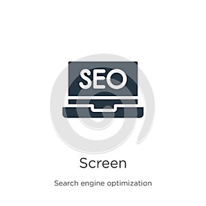 Screen icon vector. Trendy flat screen icon from search engine optimization collection isolated on white background. Vector
