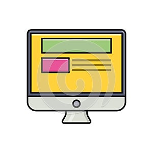 Screen vector flat color icon