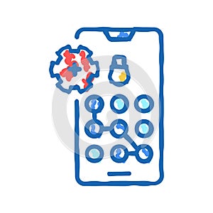 screen lock password icon doodle illustration