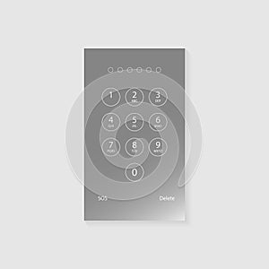 Screen lock pattern password background template on smartphone display. Vector screen lock ID recognition with pattern password on
