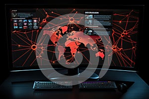 Screen with network topology and threats Cyber Security Data Protection Business Technology Privacy concept