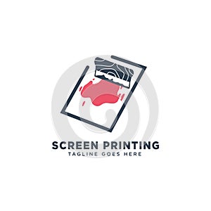 screen printing logo design concept vector illustration