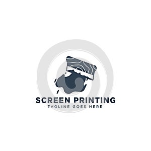 screen printing logo design concept vector illustration