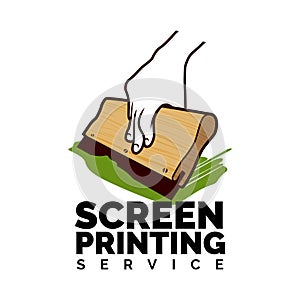 Screen printing silk with hand holding squeegee logo design inspiration