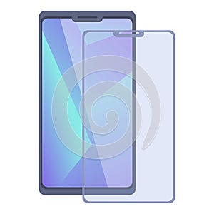 Screen protective glass icon cartoon vector. Mobile tempered case