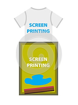 Screen or silk printing - printed blue text on the t-shirt