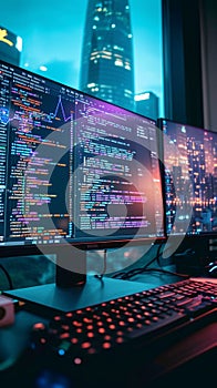 Screen symphony Office programmers write, develop, and learn digital coding