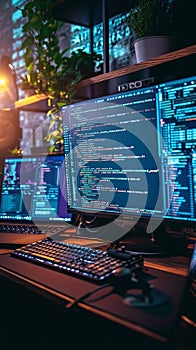 Screen symphony Office programmers write, develop, and learn digital coding