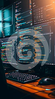 Screen symphony Office programmers write, develop, and learn digital coding