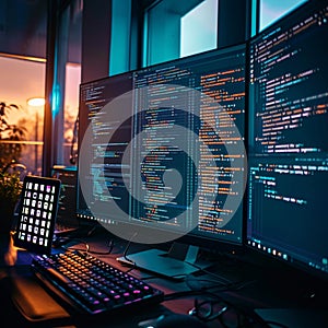 Screen symphony Office programmers write, develop, and learn digital coding