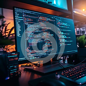 Screen symphony Office programmers write, develop, and learn digital coding