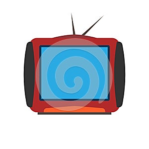 Screen television electronic equipment communication. TV flat icon with antenna