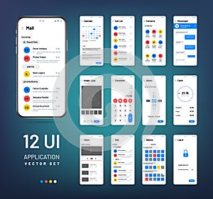 Screen wireframes. Mobile interface app wireframe kit. Ui vector templates