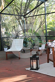Screened-in patio in sunny south Florida