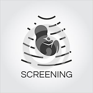 Screening baby in womb. Icon drawn in flat style photo