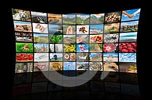 Screens forming a big multimedia broadcast video wall